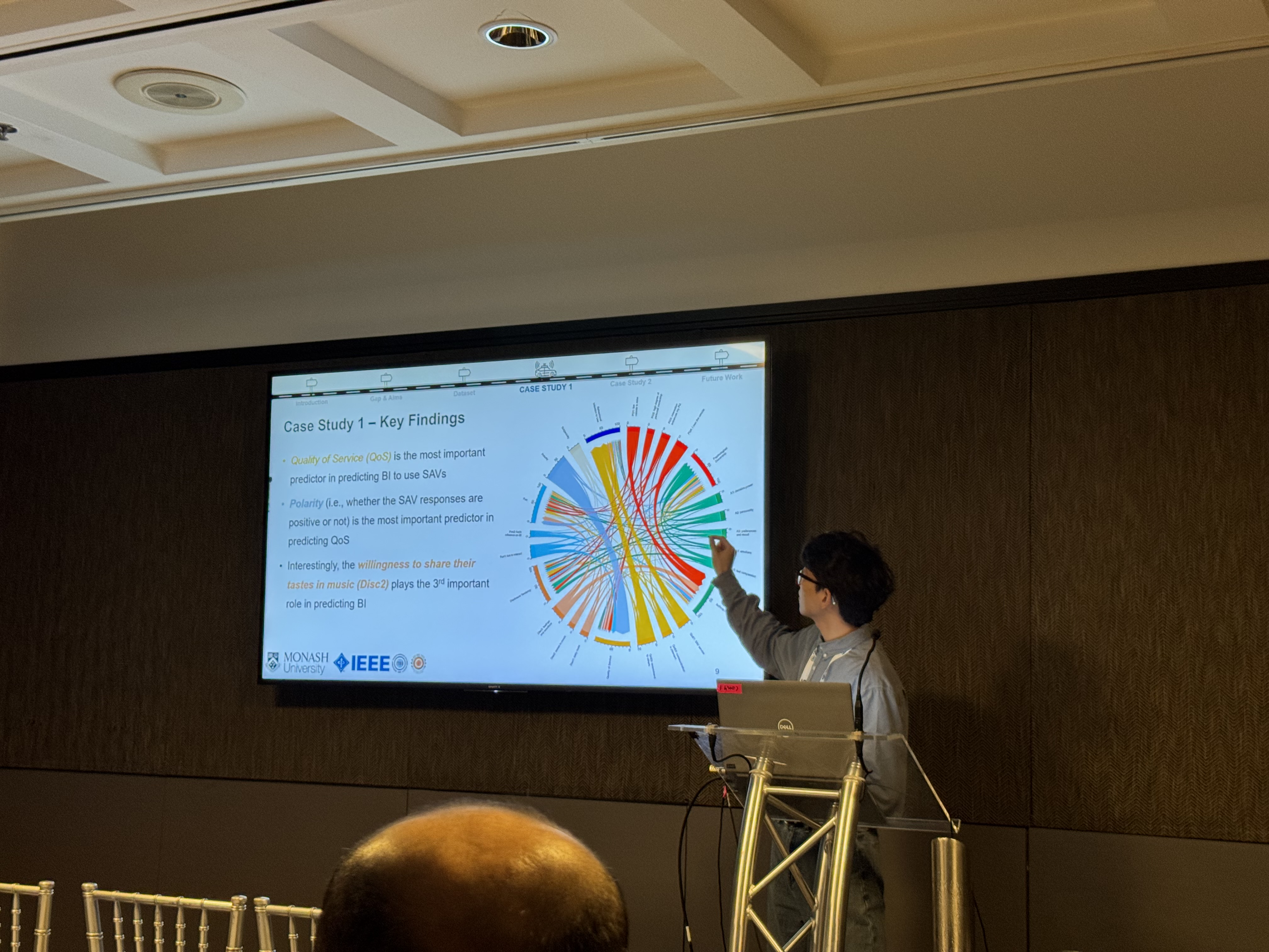 Lirui Guo presenting a chord diagram during IEEE ITSC 2025